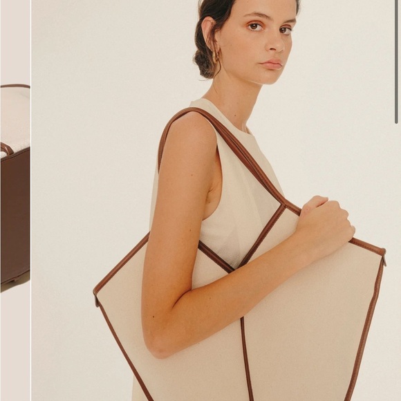 HEREU Calella canvas & leather tote bag - Picture 1 of 16